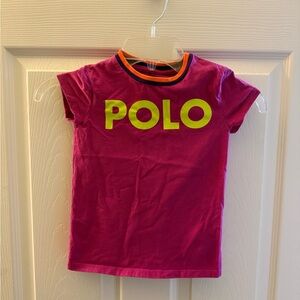Polo by Ralph Lauren Kids Magenta Tee with Neon Yellow Logo